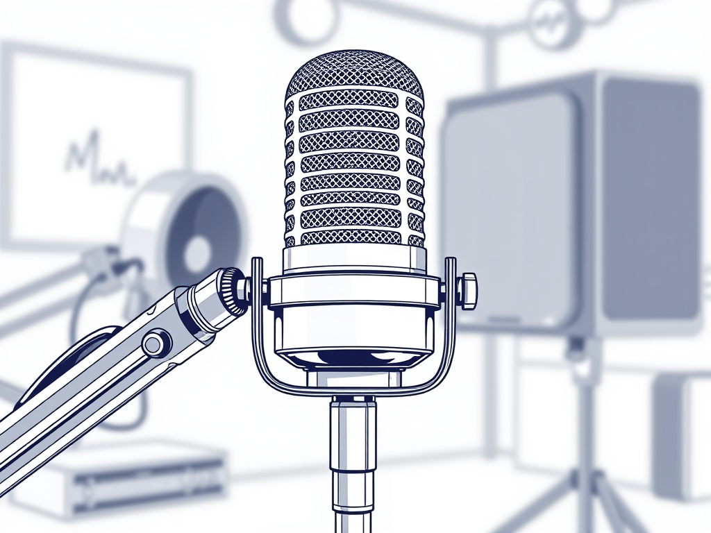 podcast microphone in a recording studio